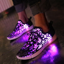 Load image into Gallery viewer, USB chargeable glowing Sneakers Fiber Optic White shoes